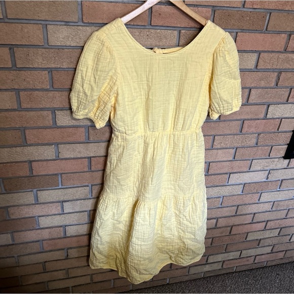 RTR Love Whit by Whitney Port Yellow Tie Back Puff Sleeve Midi Dress Size M - Picture 3 of 8